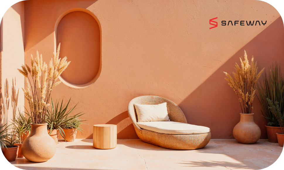 Warm neutral home office by interior design company in Abu Dhabi